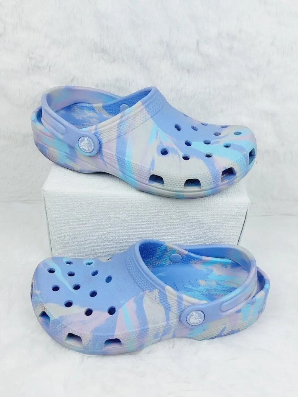 Crocs Girls' Moon Jelly Multicolor Classic Marbled Slip-On Clogs Size US 3